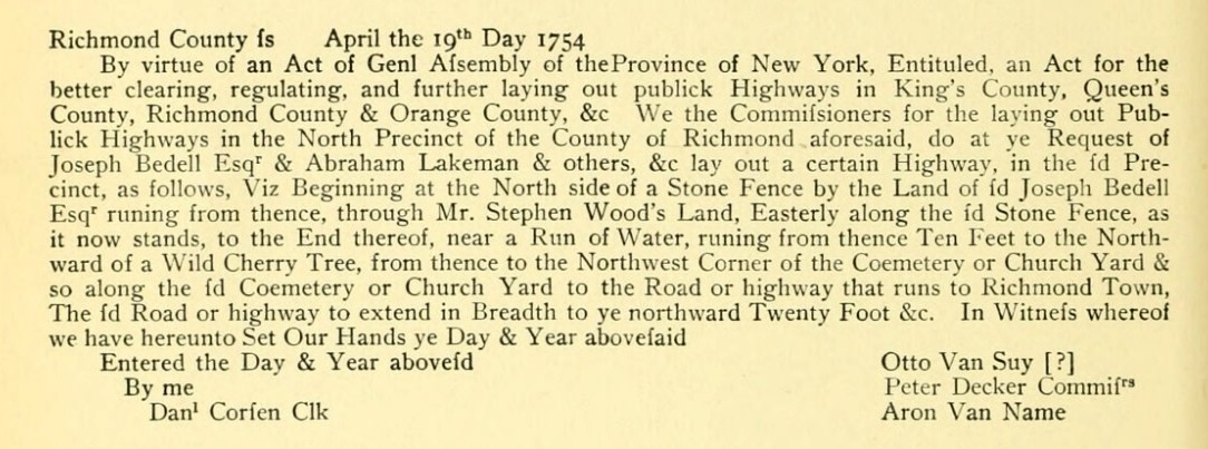 1754 Road Act Mentioning Church and Graveyard