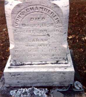Tombstone of John and Sarah Bodine Chamberlin