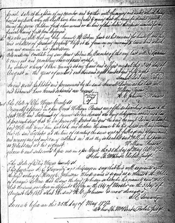Will of
Samuel Bodine - page 2