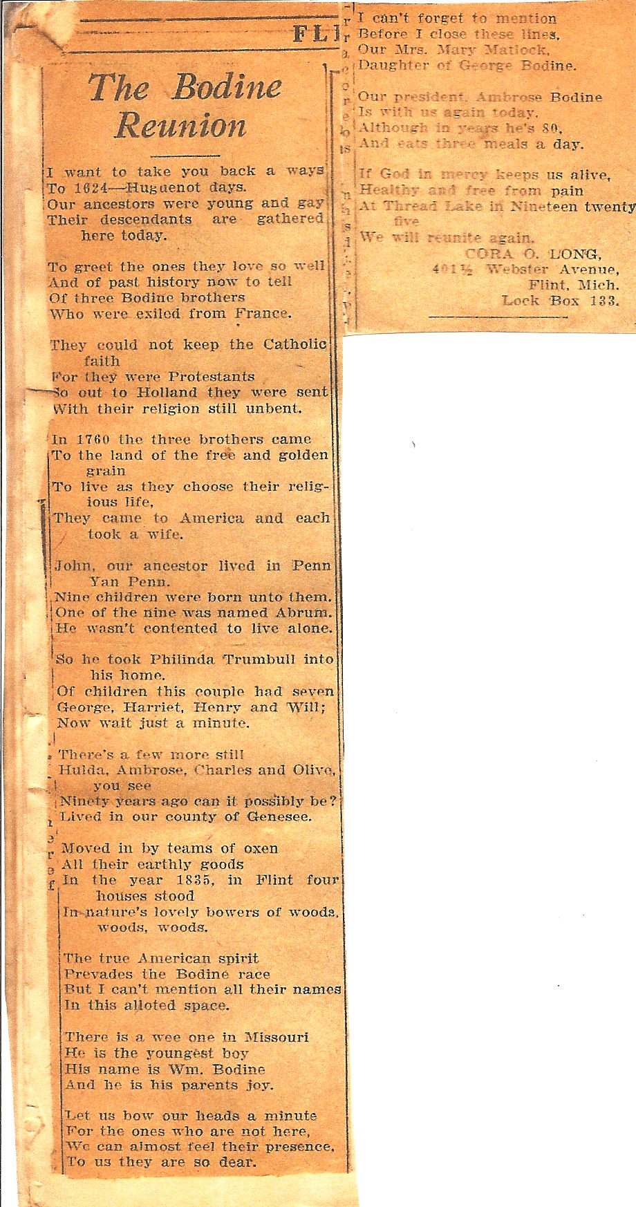 Newspaper
Article about Abraham Bodine