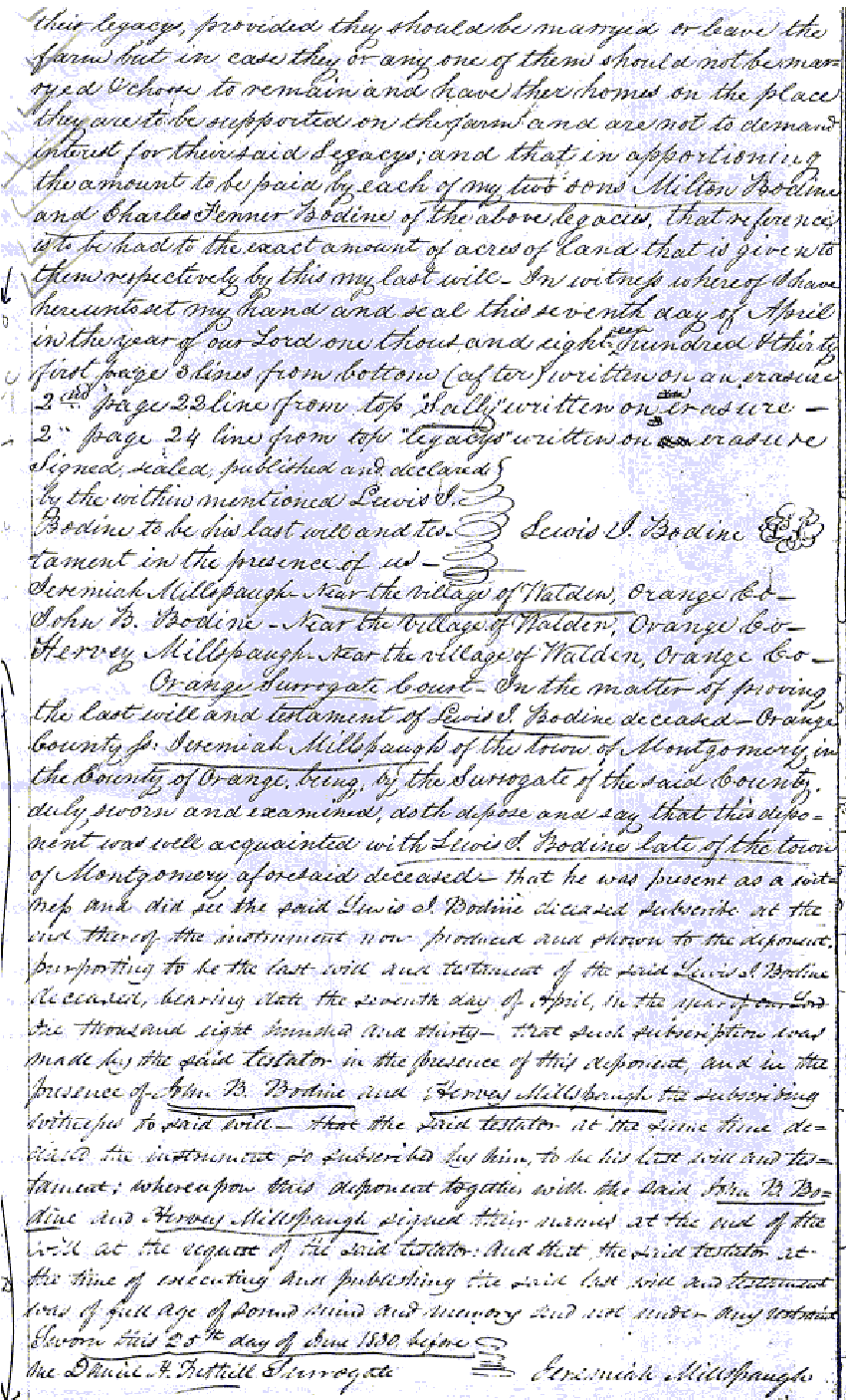 Lewis I. Bodine Will, page 1