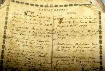 Closeup of Isaac's Entry in the Family Bible